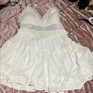 White Lace Trim Dress